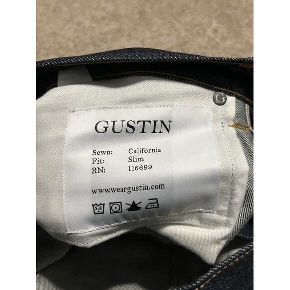 GUSTIN #68 THE 1968 Slim Fit Selvedge Raw Blue Denim Jeans 31x36 California EUC - Picture 8 of 15